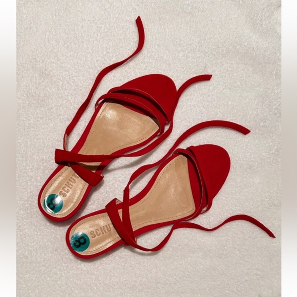 NWT SCHUTZ ACAMURCADO / AVERMELHAD Women Red Suede Sandals Size 8B